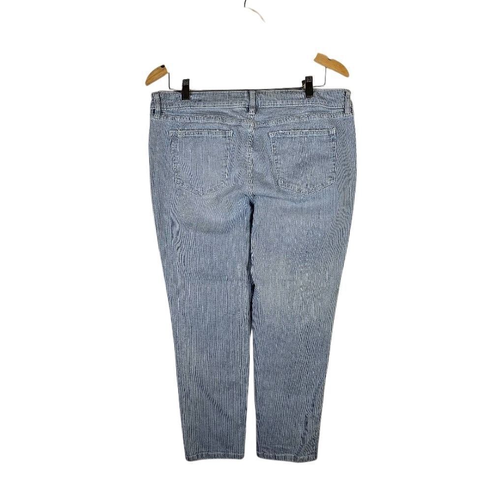 A.N.A Blue And White Striped Women's Skinny Ankle Jeans - Picture 3 of 13